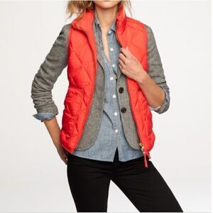 J. Crew Tomato Red/Coral Quilted Vest